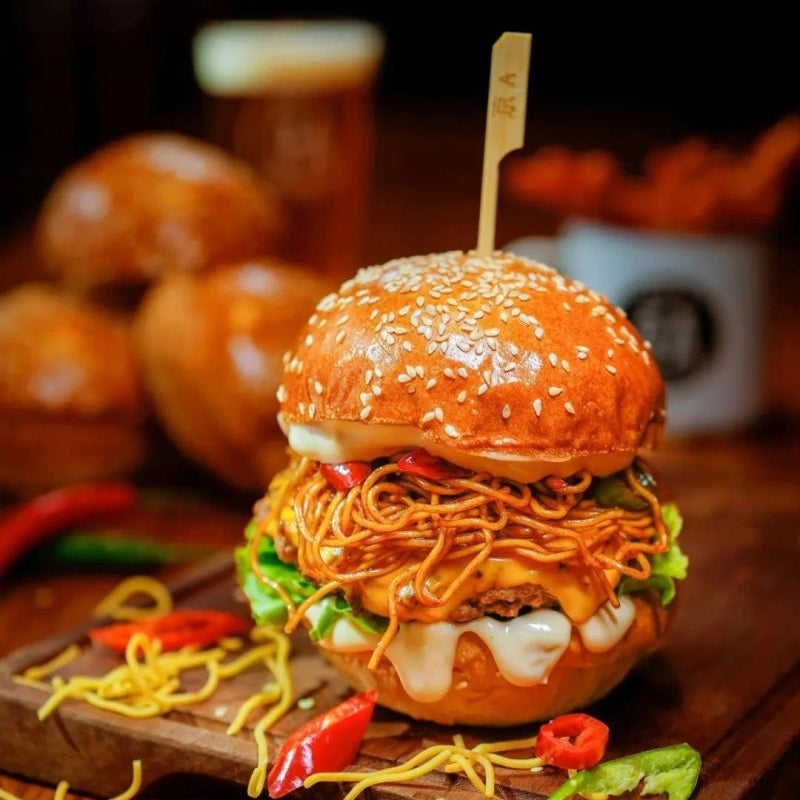 Aloo Tikki Noodle Burger